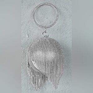 Kosmios Look Into My Eyes Crystal Ball Handbag | Silver | Chain Strap